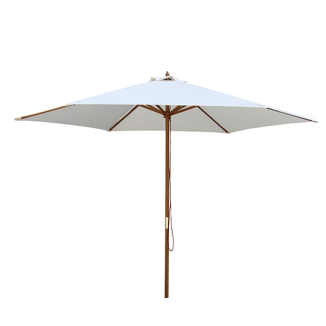 Parasol madera natural 3m ø  mastil 38mm color crudo - Su...