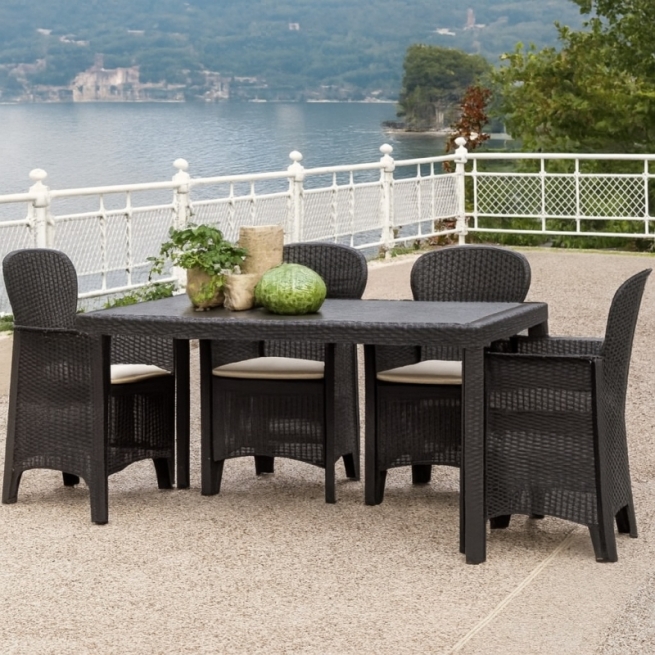 Mesa imitacion ratan resina 150x90xh72 cm antracita - Sui...