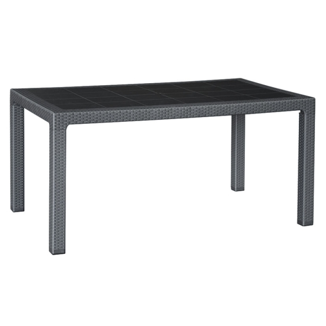 Mesa imitacion ratan resina 150x90xh72 cm antracita - Sui...