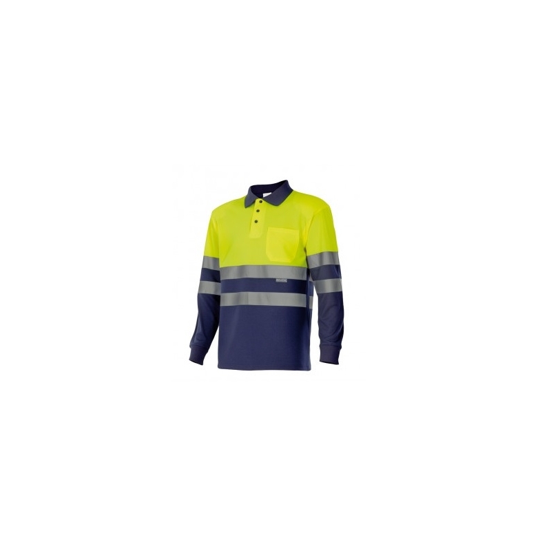 Polo bicolor manga larga amarillo/azul - Suinplas