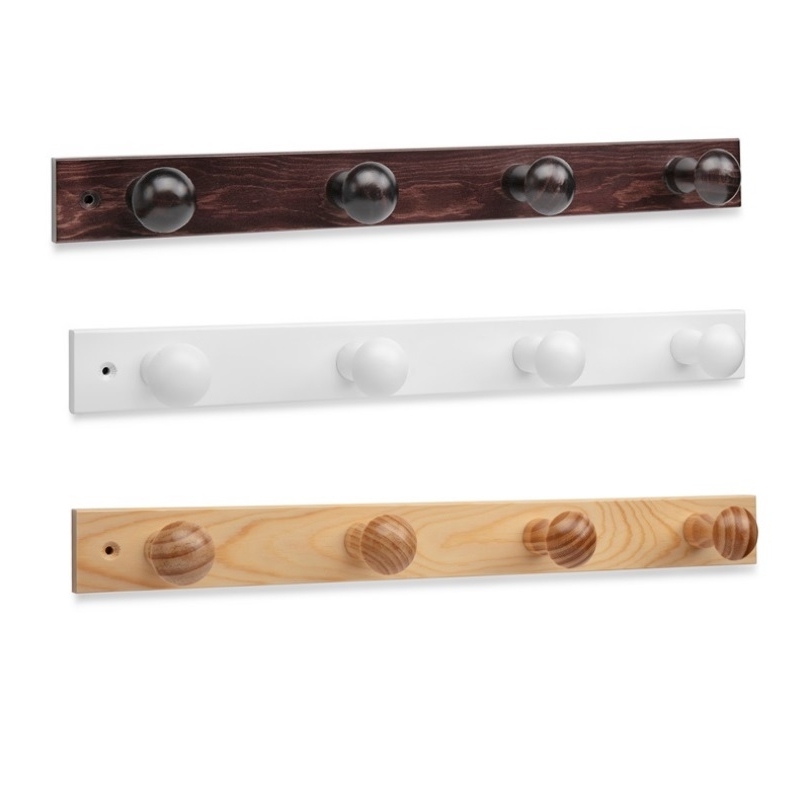 Perchero madera pino 4 pomos  natural - Suinplas