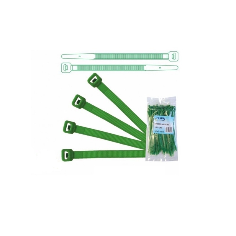 Brida verde de 160x2,60mm 100ud - Suinplas