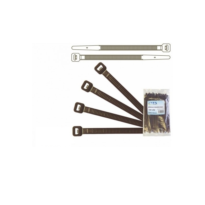Brida marron de 200x3,60mm 100 ud - Suinplas