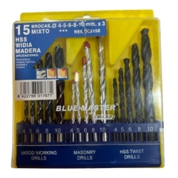 Estuche de 15 brocas variadas - Suinplas