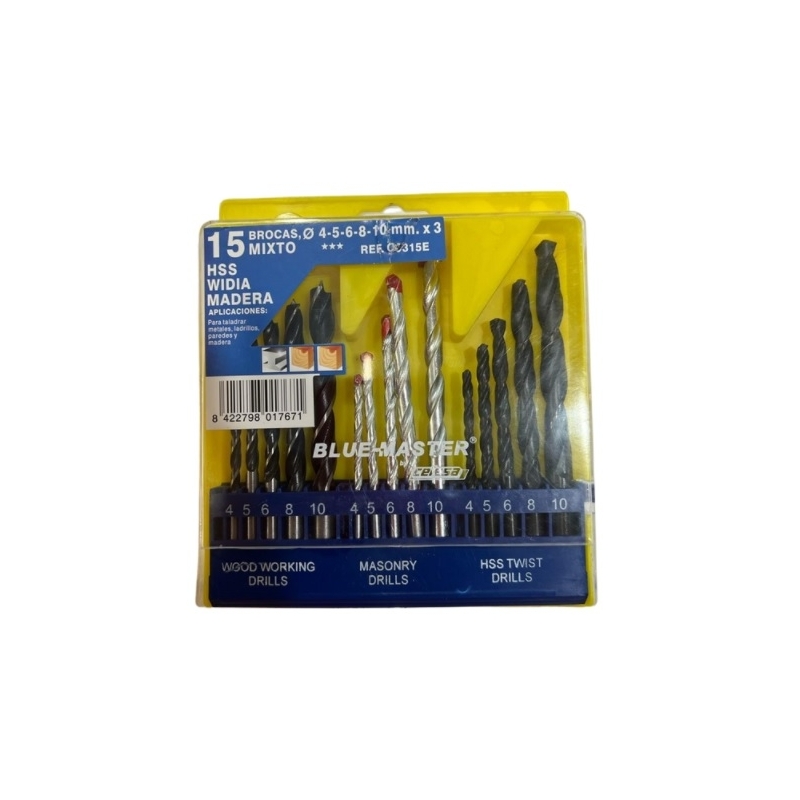 Estuche de 15 brocas variadas - Suinplas