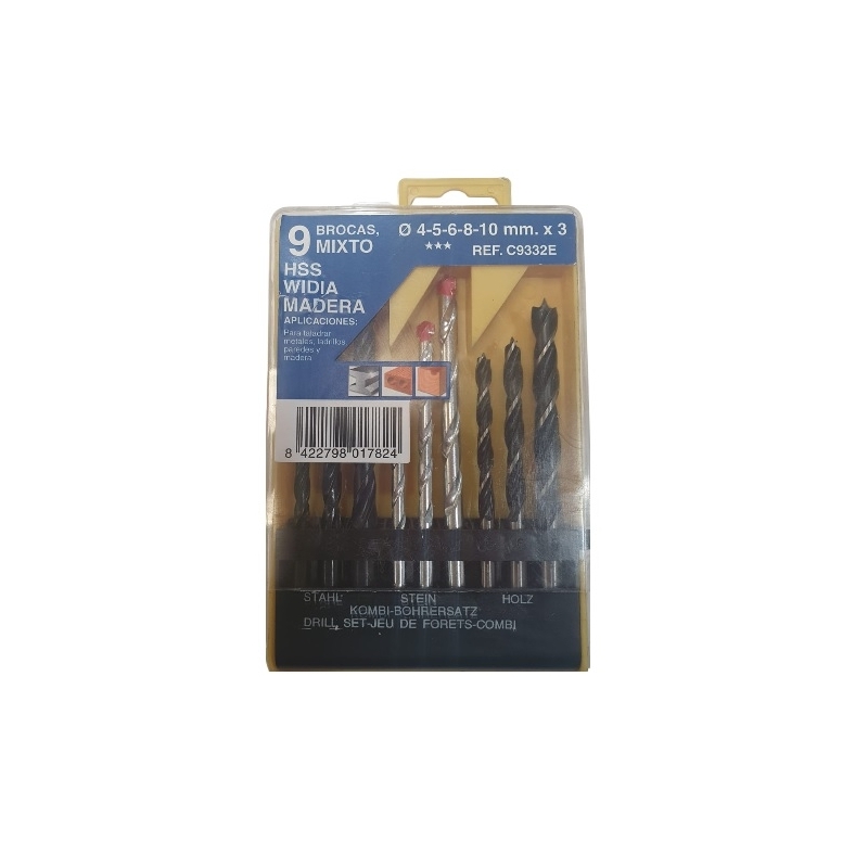 Estuche combinado 9 brocas c9332e - Suinplas