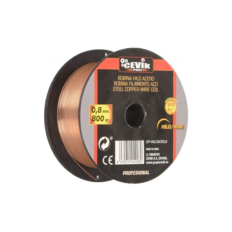 Hilo de soldadura  bobina  acero 0,8 mm. 800 gr. - Suinplas
