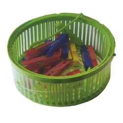 Cesto pinzas+25 pinzas plastico color - Suinplas