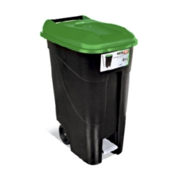 Cubo contenedor  basura con pedal 80l tapa verde - Suinplas