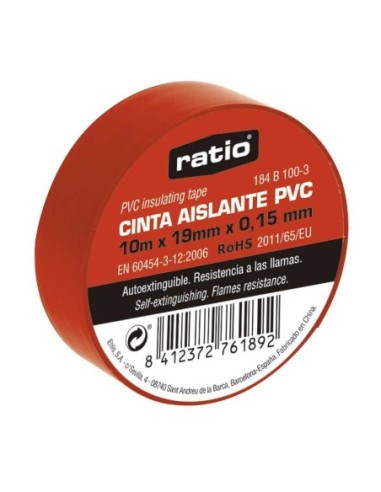 CINTA AISLANTE 10 METROS 19X10MM ROJO