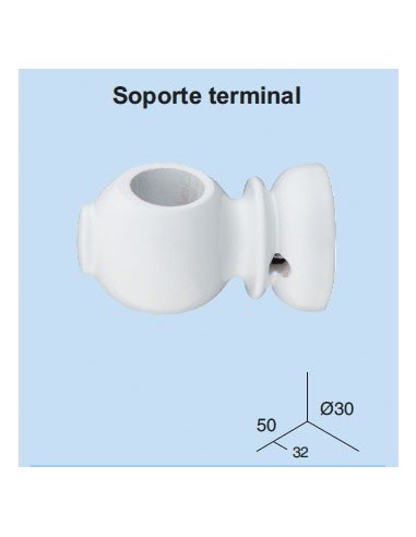 SOPORTE TERMINAL CORTINA BLANCO 12mm 2UD