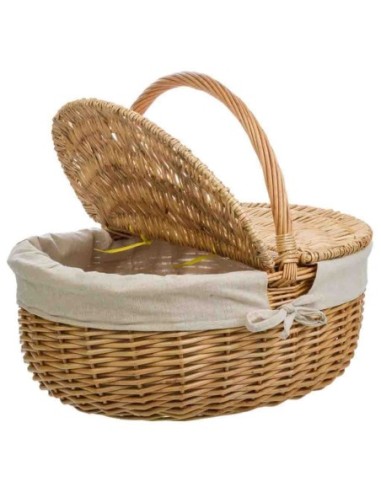 CESTA DE MIMBRE BUFF FORRADA CON TAPAS 48X37X17CM