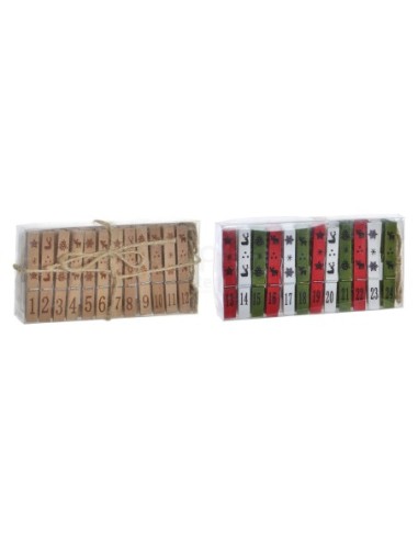 NAVIDAD PINZA SET 24 MADERA CALENDARIO xxx