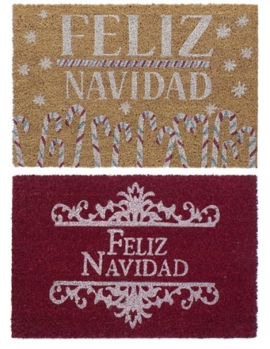 NAVIDAD FELPUDO FIBRA COCO 60X40X1,5 FELIZ NAVIDAD 2 SURT.