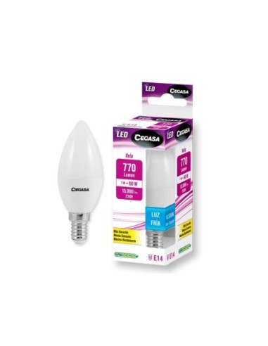 BOMBILLA LED VELA E14 7W LUZ FRIA 6500K