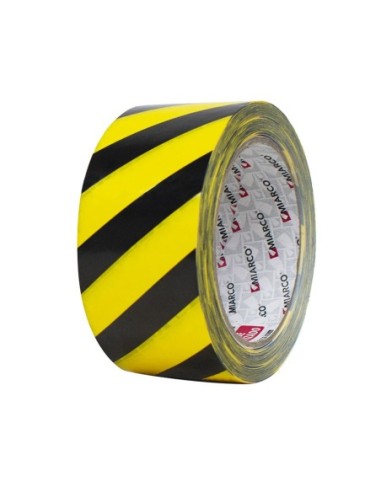 CINTA ADHESIVA PVC SEÑALICACION AMARILLO Y NEGRO 33MX50MM