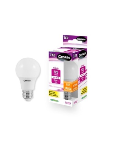 BOMBILLA LED ESTANDAR E27 6W LUZ CALIDA 2700K