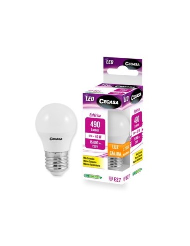 BOMBILLA LED ESFERA E27 5W LUZ CALIDA 2700K