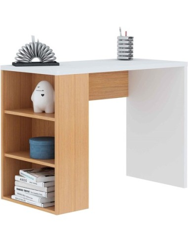 MESA ESCRITORIO CON ESTANTERIAS K-861 BLANCO Y ROBLE