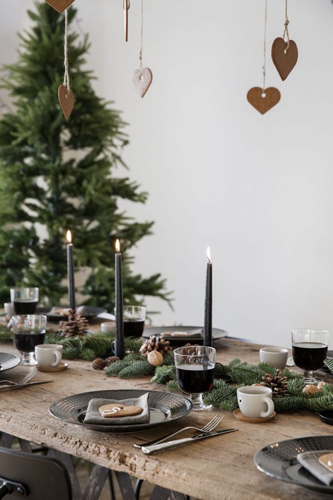 decoración mesa navideña natural
